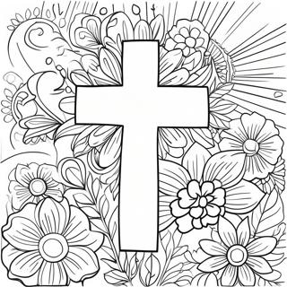 Page A Colorier Croix Avec Des Fleurs Colorees 60556-50235