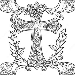 Page A Colorier Croix Decorative Avec Des Vignes 60557-50238