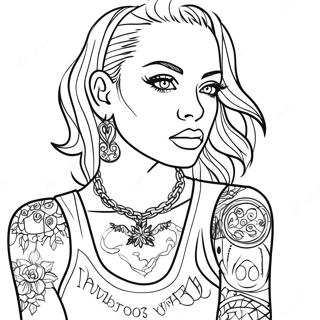 Page A Colorier Fille Rebelle Avec Tatouages 6055-4837