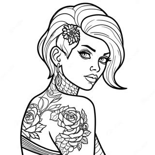 Page A Colorier Fille Rebelle Avec Tatouages 6055-4838