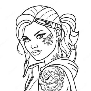 Page A Colorier Fille Rebelle Avec Tatouages 6055-4840