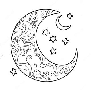 Lune Et Etoiles Fantaisistes Page A Colorier 60647-50310