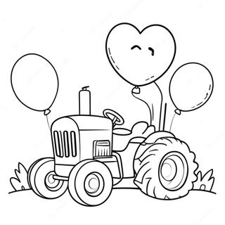 Page A Colorier De Tracteur Mignon Avec Des Ballons 60857-50472