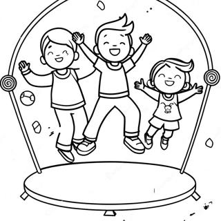 Page A Colorier Enfants Rebondissant Sur Un Trampoline 61047-50625