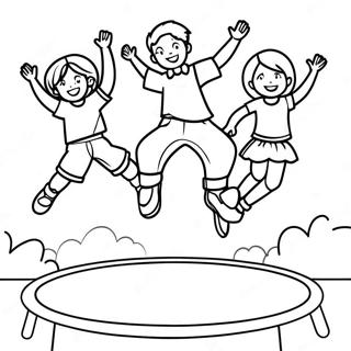 Page A Colorier Enfants Rebondissant Sur Un Trampoline 61047-50626