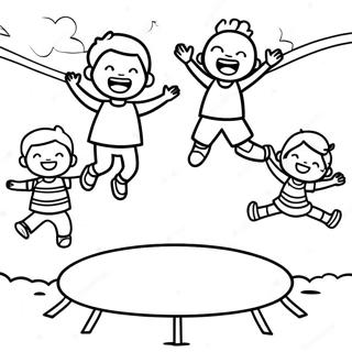 Page A Colorier Enfants Rebondissant Sur Un Trampoline 61047-50627