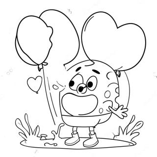 Page A Colorier Spongebob Avec Des Ballons En Forme De Coeur 61087-50657