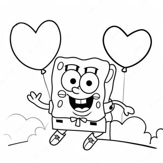 Page A Colorier Spongebob Avec Des Ballons En Forme De Coeur 61087-50660