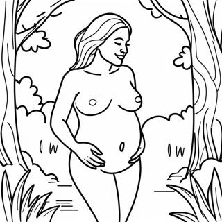 Page A Colorier Femme Enceinte Realiste Dans La Nature 61116-50686