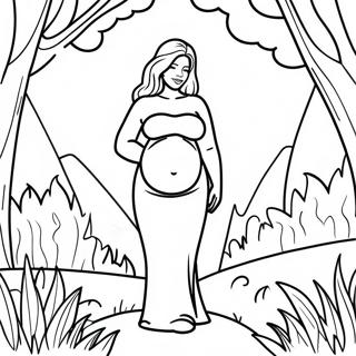 Page A Colorier Femme Enceinte Realiste Dans La Nature 61116-50687