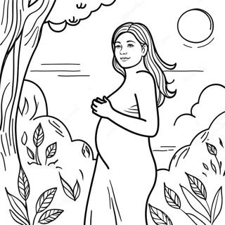 Page A Colorier Femme Enceinte Realiste Dans La Nature 61116-50688