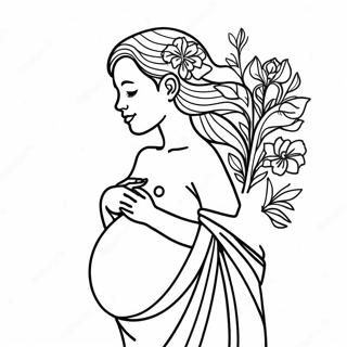 Femme Enceinte Elegante Avec Des Fleurs A Colorier 61117-50674