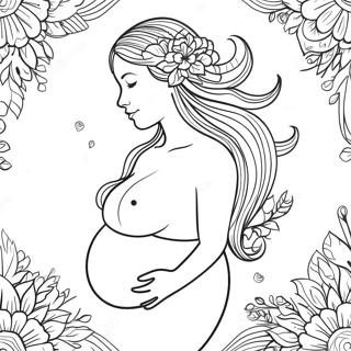 Femme Enceinte Elegante Avec Des Fleurs A Colorier 61117-50675