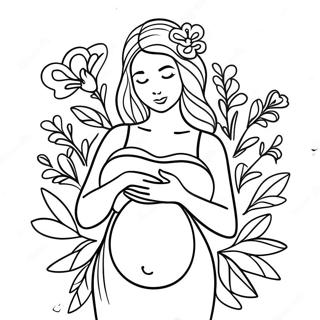 Femme Enceinte Elegante Avec Des Fleurs A Colorier 61117-50676