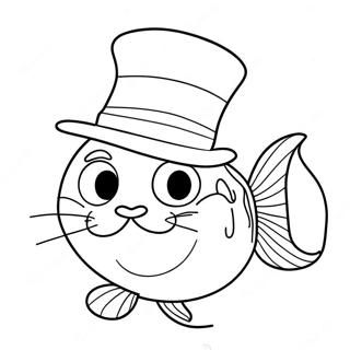 Page A Colorier Chat Colore Avec Un Chapeau De Poisson 61267-50790