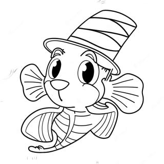 Page A Colorier Chat Colore Avec Un Chapeau De Poisson 61267-50791