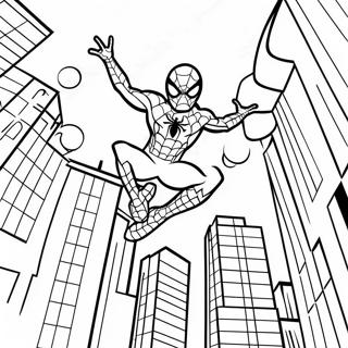 Page A Colorier Spiderman Se Balancant A Travers La Ville 61307-50833