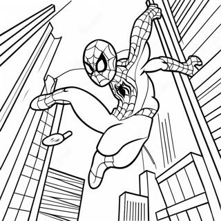 Page A Colorier Spiderman Se Balancant A Travers La Ville 61307-50834