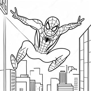 Page A Colorier Spiderman Se Balancant A Travers La Ville 61307-50835