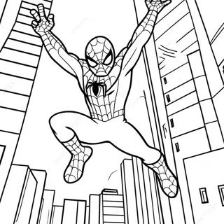 Page A Colorier Spiderman Se Balancant A Travers La Ville 61307-50836