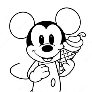 Page A Colorier De Mickey Mouse Appreciant Une Glace 61417-50918