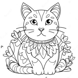 Chat Avec Des Fleurs Colorees A Colorier 61576-51039