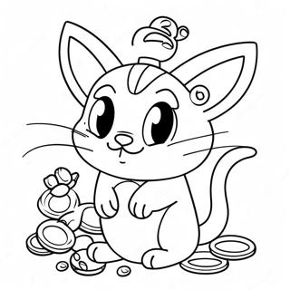 Page A Colorier De Meowth Mignon Avec Des Pieces 61807-51229