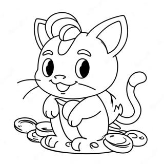 Page A Colorier De Meowth Mignon Avec Des Pieces 61807-51231