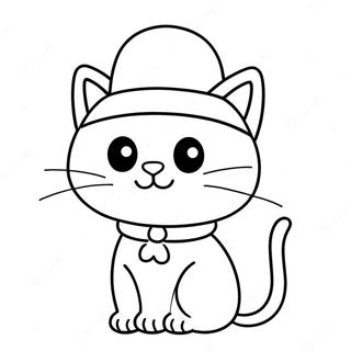 Page A Colorier Dun Mignon Pop Cat Avec Un Chapeau 61847-51262