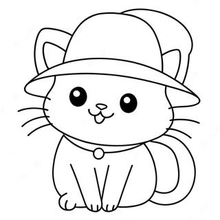 Page A Colorier Dun Mignon Pop Cat Avec Un Chapeau 61847-51263