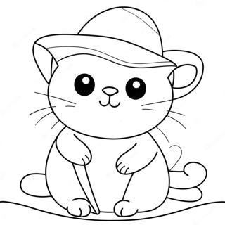 Page A Colorier Dun Mignon Pop Cat Avec Un Chapeau 61847-51264