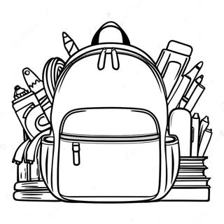 Page A Colorier Sac A Dos Colore Avec Fournitures Scolaires 6185-4944