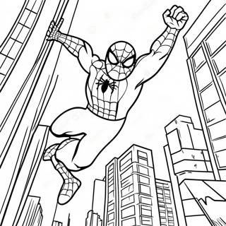 Page A Colorier Spiderman Se Balancant A Travers La Ville 6235-4981