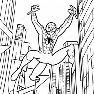 Page A Colorier Spiderman Se Balancant A Travers La Ville 6235-4982