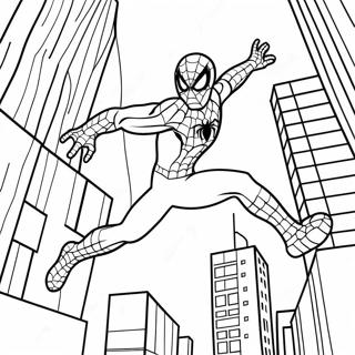 Page A Colorier Spiderman Se Balancant A Travers La Ville 6235-4983