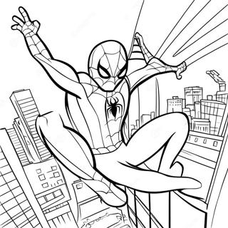 Page A Colorier Spiderman Se Balancant A Travers La Ville 6235-4984