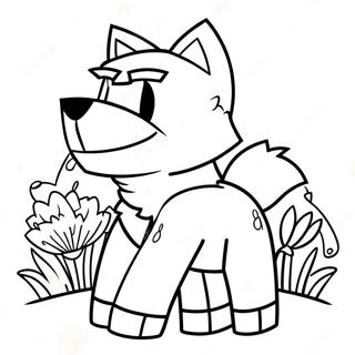 Page A Colorier De Loup Minecraft Mignon Avec Des Fleurs 62498-51769