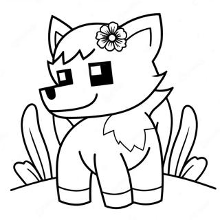 Page A Colorier De Loup Minecraft Mignon Avec Des Fleurs 62498-51772