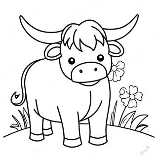 Page A Colorier De Vache Des Highlands Mignonne Avec Des Fleurs 62608-51856