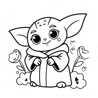 Page A Colorier De Mignon Baby Yoda Avec Des Coeurs 62779-51981