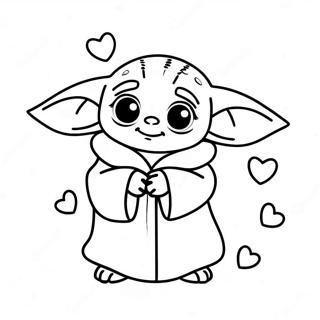 Page A Colorier De Mignon Baby Yoda Avec Des Coeurs 62779-51983