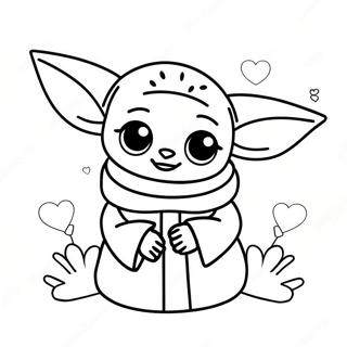 Page A Colorier De Mignon Baby Yoda Avec Des Coeurs 62779-51984