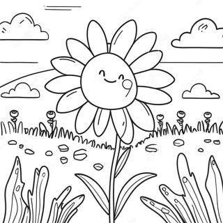 Page A Colorier De Champ De Fleurs Ensoleille 62949-52122