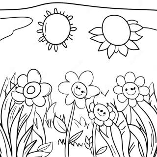 Page A Colorier De Champ De Fleurs Ensoleille 62949-52124