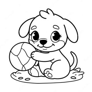 Page A Colorier Un Bebe Chiot Jouant Avec Une Balle 63199-52334