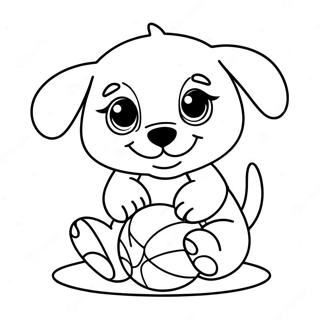 Page A Colorier Un Bebe Chiot Jouant Avec Une Balle 63199-52335