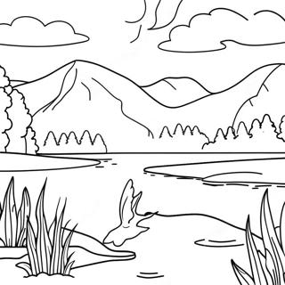 Page A Colorier De Paysage De Lac 63279-52372