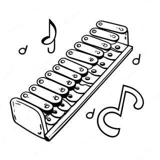 Page A Colorier De Xylophone Colore Avec Des Notes De Musique 63290-52382