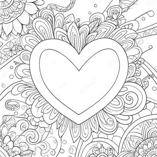 Page A Colorier De Coeur Vintage De Saint Valentin 63309-52398