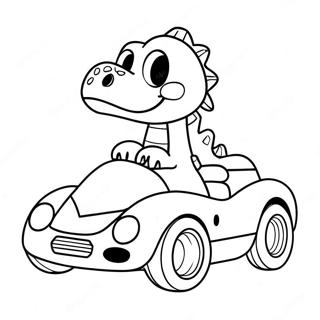 Page A Colorier Dun Dinosaure Mignon Conduisant Une Voiture De Sport 63320-52402